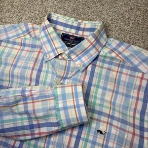 Vineyard Vines Shirt Mens Large Multicolor Plaid Long Sleeve Button Down Tucker